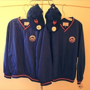 Major League NY Mets Jacket (LARGE) and Caps